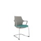 Light Grey Perforated Back Chair With Integrated Arms, Upholstered Seat And Chrome Cantilever Frame